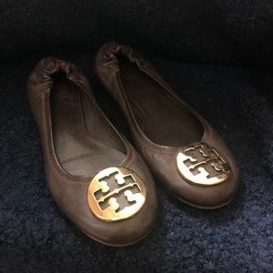 LIKE NEW! 🤎Tory Burch Minnie Travel Leather Flats